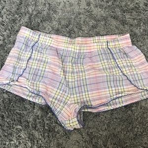 Victoria’s Secret plaid sleep shorts.